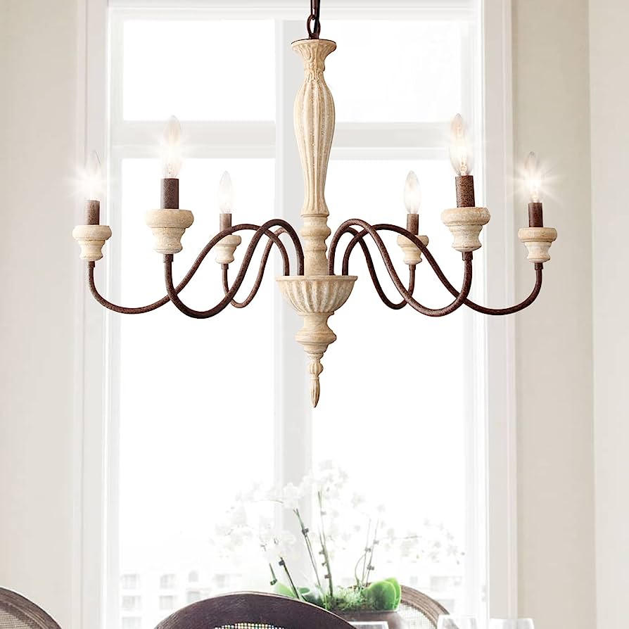 Photo 1 of  6-Light French Country Chandelier Distressed Candle Chandelier