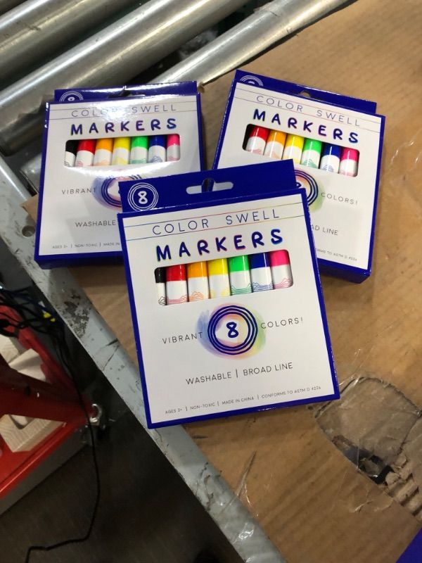Photo 1 of Color Swell Washable Markers With 8 Vibrant Colors Are Perfect for Teachers, Kids, Parties, and Classrooms QTY 3