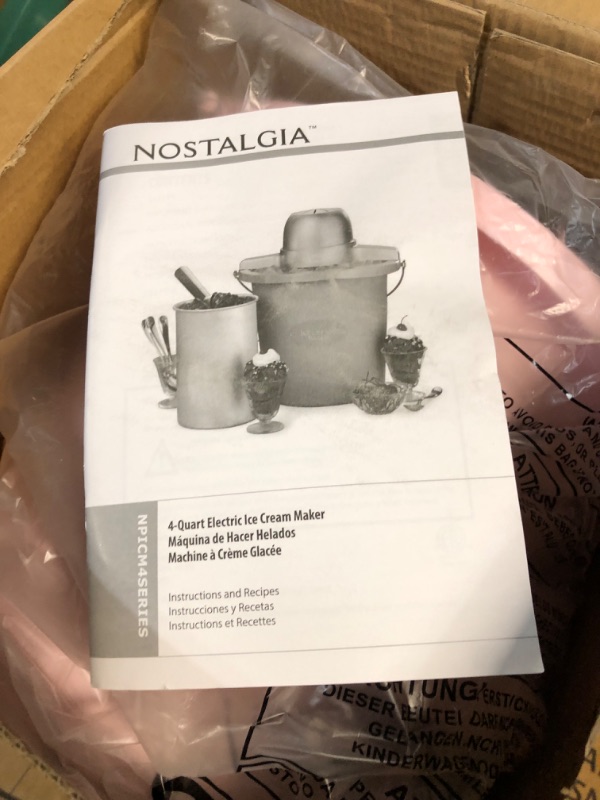 Photo 1 of Nostalgia Electric Ice Cream Maker, 4 Quarts, Soft Serve Machine with Easy-Carry Handle for Ice Cream, Frozen Yogurt or Gelato, Pink Pink Ice Cream Maker