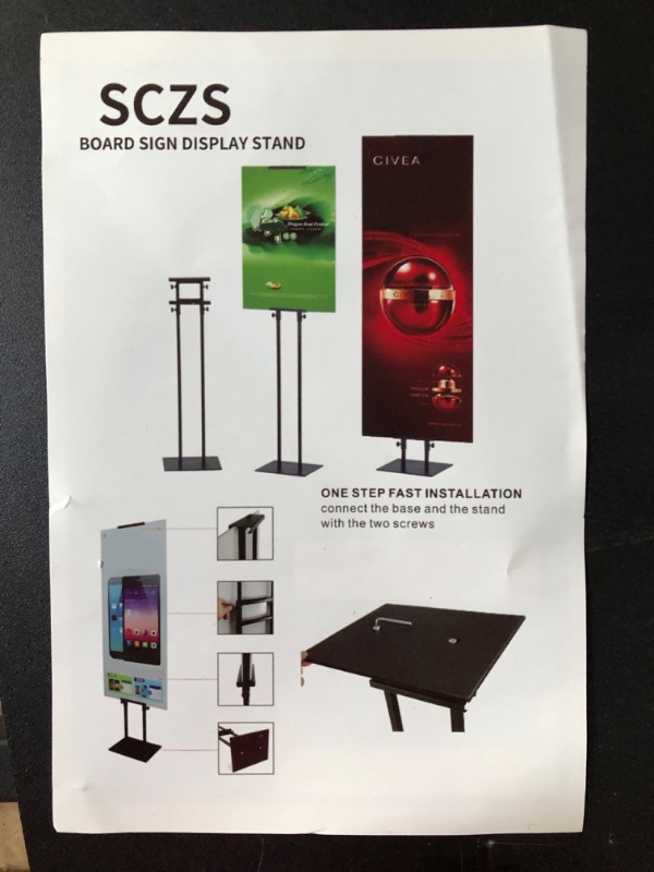 Photo 4 of SCZS Heavy Duty Floor Standing Display Poster Sign Holder with Base Adjustable Height Up to 73 inches for Board Foam