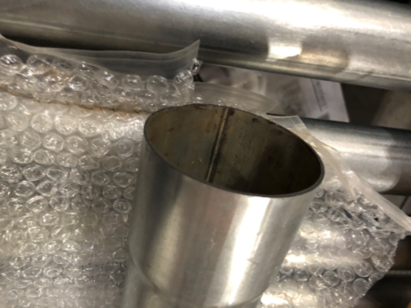 Photo 1 of Silver Galvanized Straight Exhaust Pipe Tubing Steel Straight Tube Piping 4FT Long 3 Inch OD 48 inch Tailpipe Exhaust Pipe Exhaust System Straight 3" OD