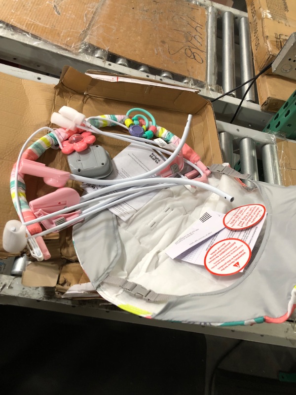 Photo 1 of Bright Starts Flamingo Vibes 3-Point Harness Harness Vibrating Baby Bouncer with -Toy bar