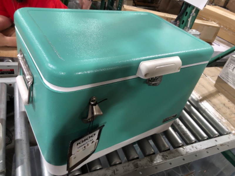 Photo 2 of **MINOR DAMAGE**SEE NOTES**
Igloo 54 Qt Steel Belted Legacy Stainless Steel Cooler with Bottle Opener Teal