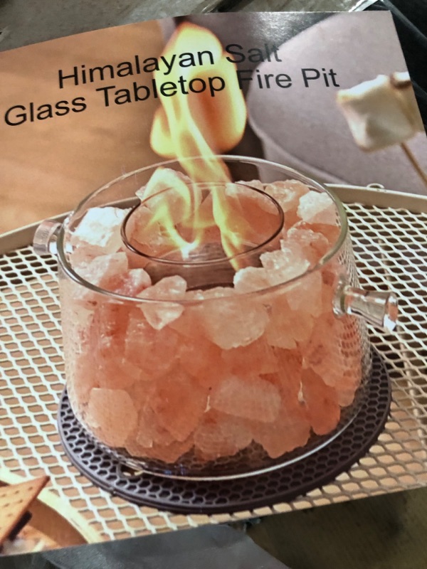 Photo 5 of *****DAMAGED ITEM , SEE NOTES AND PHOTOS SmileBank Tabletop Fire Pit Bowl - Himalayan Salt Glass Table top Fire Pit Bowl