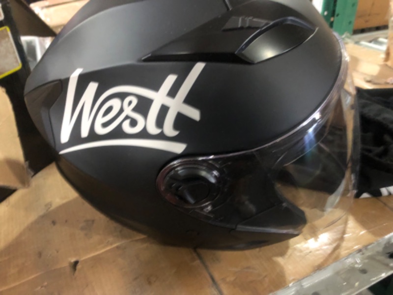 Photo 5 of Westt Jet – Open Face Motorcycle Helmet for Men and Women with Sun Visor – Lightweight, Compact, DOT Approved Black X-Large