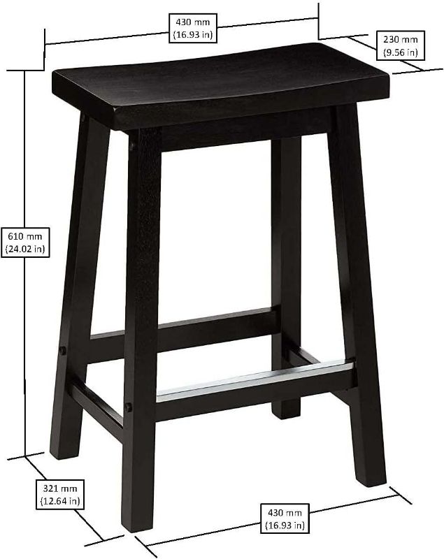 Photo 1 of **SEE NOTES** Amazon Basics Solid Wood Saddle-Seat Kitchen Counter-Height Stool