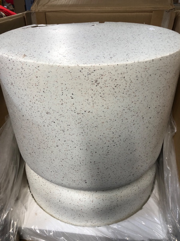 Photo 2 of **CHIPPED TOP, SEE PHOTO** Giltzhome Antique Decorative Garden Stool, 17.25”H Heavy Duty Faux Terrazzo Accent Table