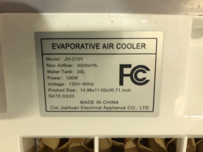 Photo 2 of * Plug missing from tank * sold for parts or repair *
Uthfy Evaporative Air Cooler, Swamp Cooler, 12H Timer, 5.3 Gallon Tank, 70°Oscillation Air Cooler Cooling Fan with 3 Speeds 