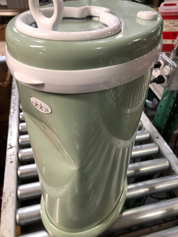 Photo 3 of **DENTED SEE PHOTO**  Ubbi Steel Odor Locking, No Special Bag Required, Money Saving, Modern Design, Registry Must-Have Diaper Pail, Sage Sage Green