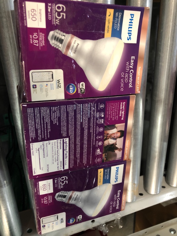 Photo 2 of (3x) Soft White BR30 LED 65-Watt Equivalent Dimmable Smart Wi-Fi Wiz Connected Wireless Light Bulb