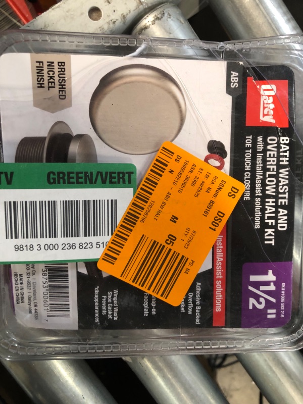 Photo 1 of **USED BUT APPEARS NEW** Oatey Touch Toe Sch. 40 ABS Bath Waste Half Drain Kit in Brushed Nickel