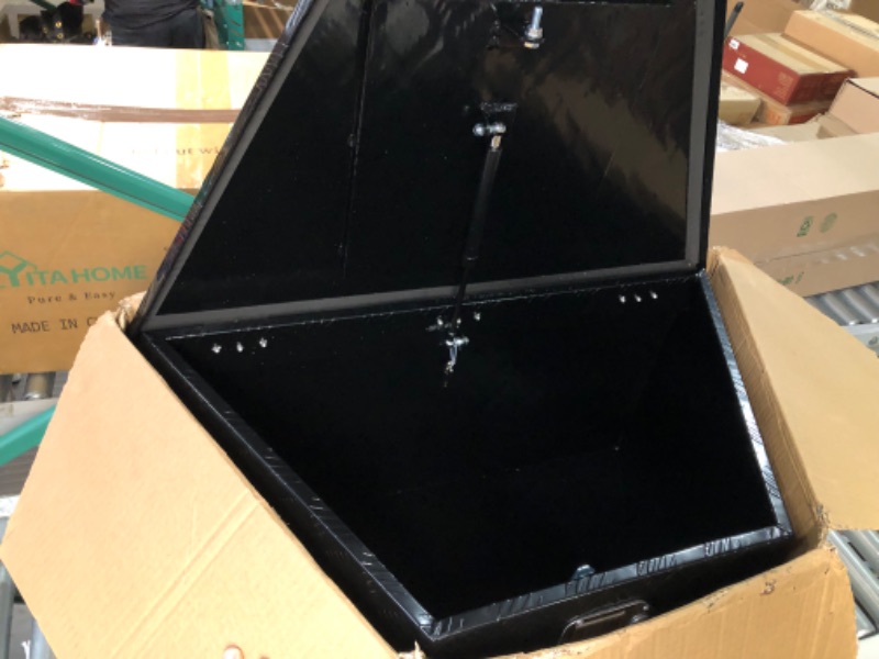 Photo 3 of 33"X19"X18"Black Heavy Duty 5 Bar Tread Aluminum Trailer Tongue Box Pick Up Truck Tool Box Storage Organizer w/Lock & Keys