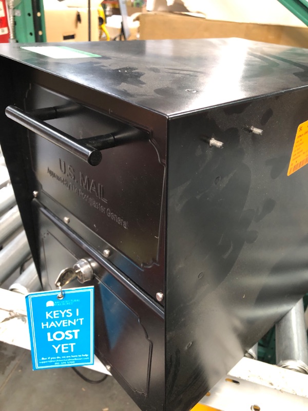 Photo 1 of *SEE PICS FOR DAMAGE* Architectural Mailboxes 6200B-10 Oasis Classic Locking Post Mount Parcel Mailbox with High Security Reinforced Lock, Black