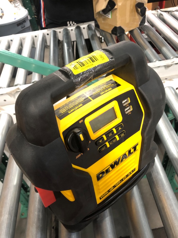 Photo 2 of DEWALT DXAEJ14 Digital Portable Power Station Jump Starter: 1400 Peak/700 Instant Amps, 120 PSI Digital Air Compressor, 3.1A USB Ports, Battery Clamps , Yellow