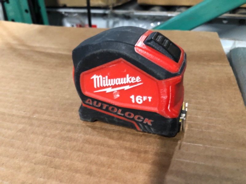 Photo 2 of Milwaukee = Pro Compact Tape Measure 16ft, Red, Autolock