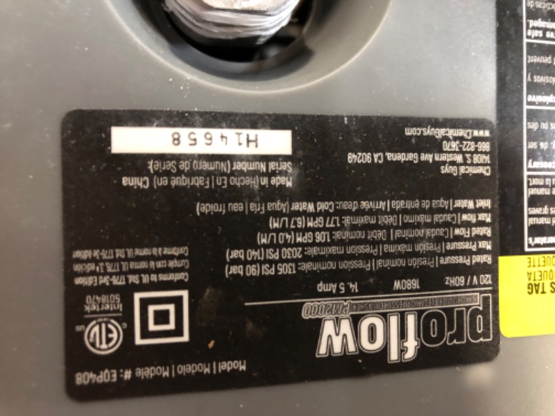 Photo 4 of **MISSING BOTTLES/SOLUTION LIQUID** Chemical Guys EQP_312PW 3-Piece Mega Foaming Car Wash Kit Including Honeydew Snow Foam (1 Gallon), TORQ Max Foam 8 Foam Cannon and EQP408 ProFlow Performance Electric Pressure Washer Pressure Washer + EQP_312 Kit