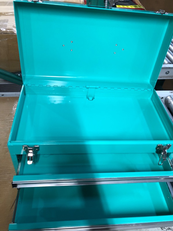 Photo 3 of **CHIPPED SEE PHOTO** Amazon Basics 2-Drawer Steel Organization Chest - Turquoise Powder Coated Finish