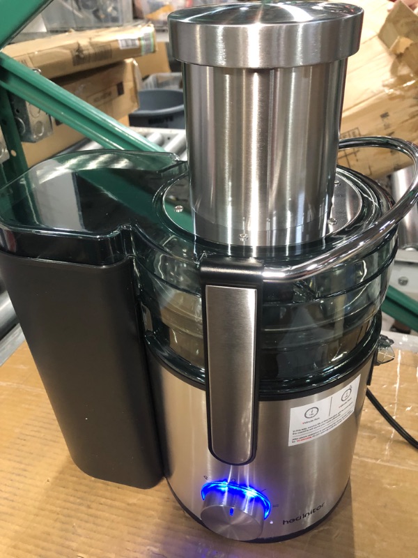 Photo 2 of **SPOUT BROKE OFF, SEE PHOTO** 1000W 3-SPEED LED Centrifugal Juicer Machines Vegetable and Fruit, Healnitor Juice Extractor with Stainless Steel 3.5" Big Mouth, Easy Clean, BPA-Free, High Juice Yield, Silver