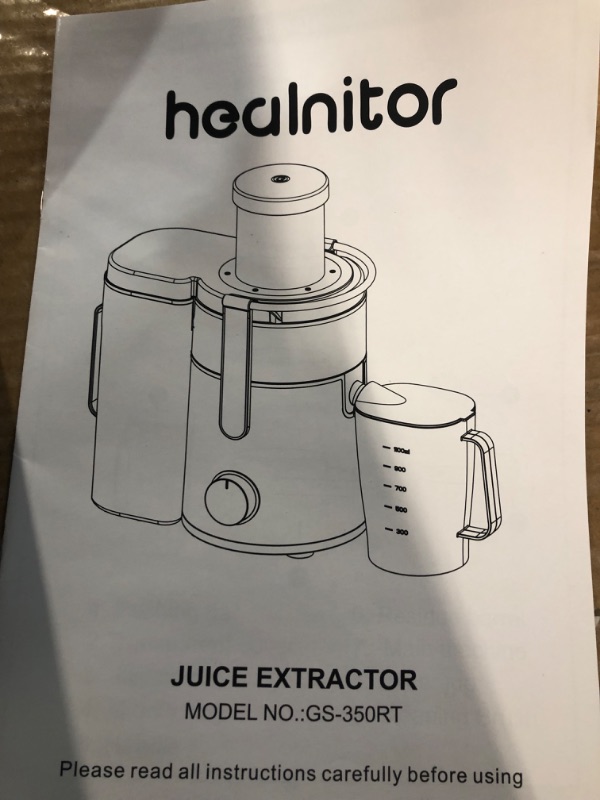 Photo 5 of **SPOUT BROKE OFF, SEE PHOTO** 1000W 3-SPEED LED Centrifugal Juicer Machines Vegetable and Fruit, Healnitor Juice Extractor with Stainless Steel 3.5" Big Mouth, Easy Clean, BPA-Free, High Juice Yield, Silver