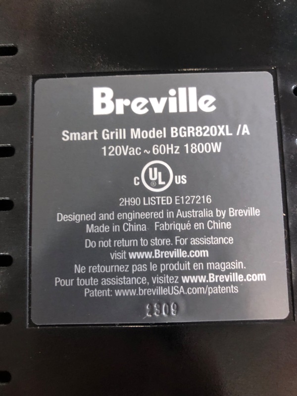 Photo 4 of *USED* Breville BGR820XL Smart Grill, Electric Countertop Grill, Brushed Stainless Steel.