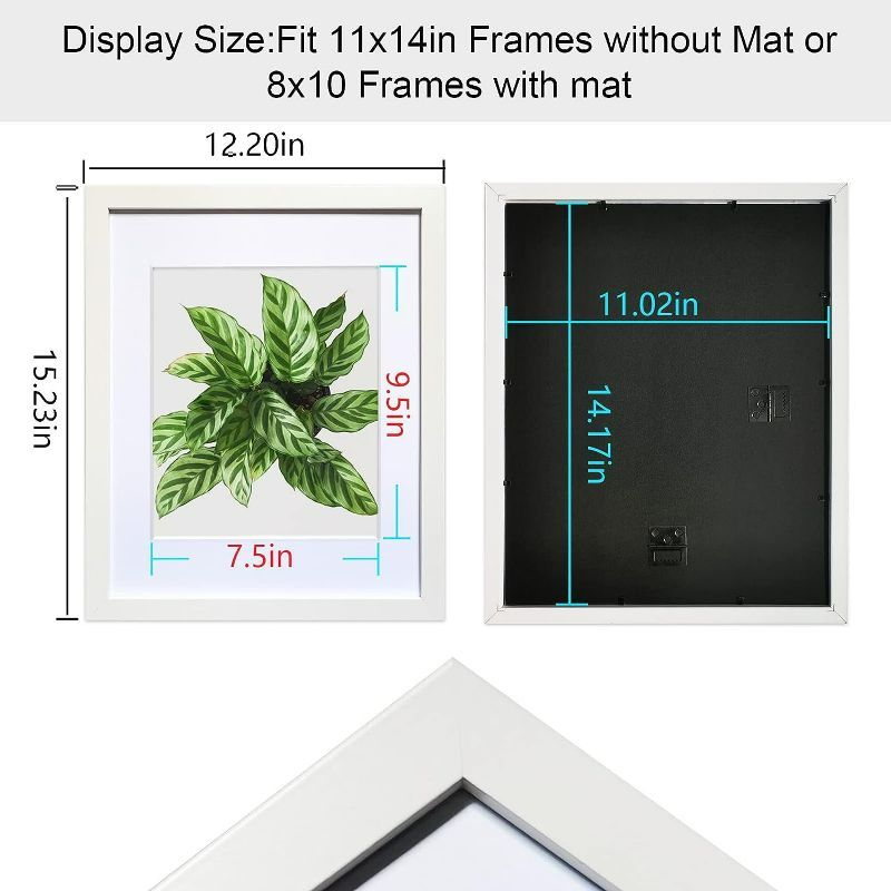 Photo 1 of (3x) SESEAT 11x14 Picture Frames White Display Pictures 8x10 With mat or 11x14 Prints Without Mat, Wall Mounting, White 11x14