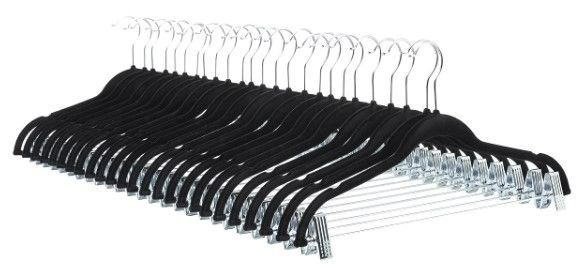 Photo 1 of (25x) Amazon Basics Velvet, Non-Slip Skirt Clothes Hangers with Clips, Black