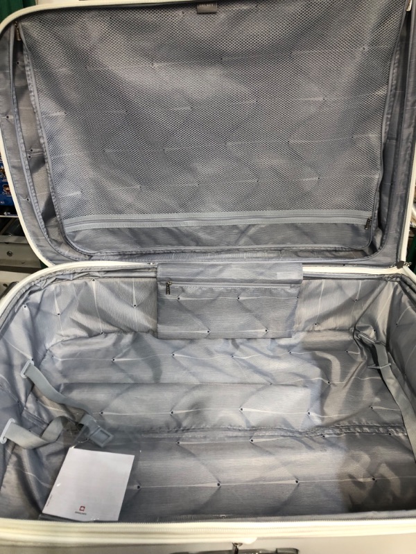 Photo 3 of **USED BUT APPEARS NEW** DELSEY Paris Clavel Hardside Expandable Luggage with Spinner Wheels, White, Checked-Large 30 Inch Checked-Large 30 Inch WHITE