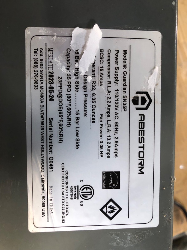 Photo 3 of **DENTED SEE PHOTO, MISSING HOSE** Abestorm Energy Star Commercial Dehumidifiers with Pump and Hose, 70 PPD Crawl Space dehumidifiers, up to 1,000 sq. ft. Compact, Portable, Auto Defrost, Memory Starting, 5 Years Warranty Red gray-70 Pints