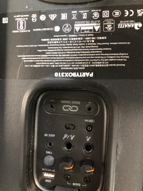 Photo 3 of (USED) **MISSING POWER CABLE** JBL Partybox 310 - Portable Party Speaker with Long Lasting Battery, Powerful JBL Sound and Exciting Light Show,Black