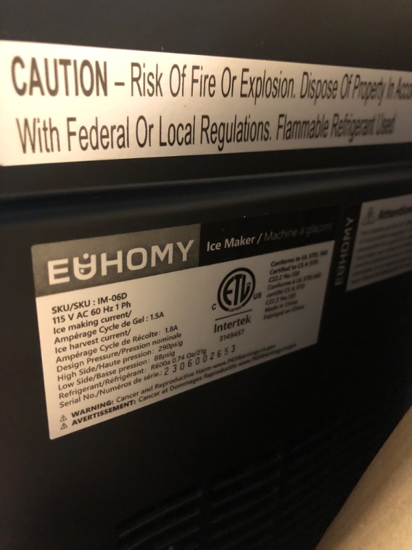 Photo 3 of **SEE NOTES**
EUHOMY Countertop Ice Maker Machine with Handle, 25.5lbs in 24Hrs, BLACK