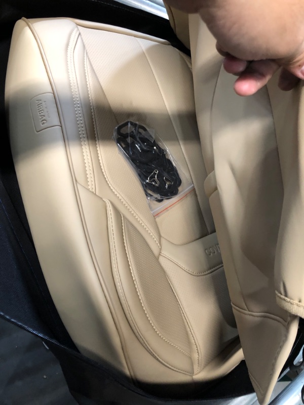 Photo 1 of Coverado Front Seat Covers 2 Pieces, Waterproof Nappa Leather Auto Seat Protectors, Universal Fit for Most Sedans SUV Pick-up Truck, Beige Beige FrontPair