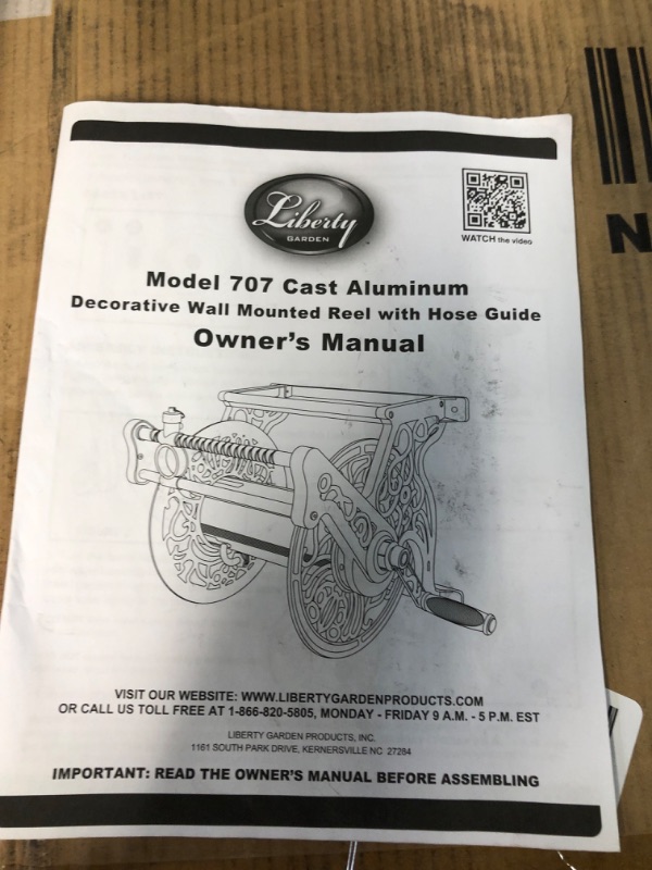 Photo 5 of (USED AND DAMAGED AND MISSING HOSE Liberty Garden 707 Decorative Wall Mount Garden Guide Hose Reel, Bronze & Flexzilla HFZG503YW Lead in Hose, 3' (feet), ZillaGreen