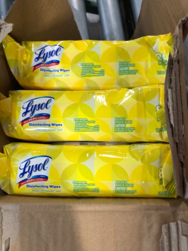 Photo 4 of Lysol® Disinfecting Wipes Lemon and Lime Blossom 7 X 8 17.7 Oz 80 Wipes per Flat Pack Carton of 6 Flat Packs(2-packs)
