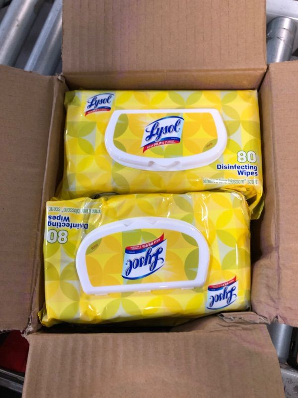 Photo 5 of Lysol® Disinfecting Wipes Lemon and Lime Blossom 7 X 8 17.7 Oz 80 Wipes per Flat Pack Carton of 6 Flat Packs(2-packs)
