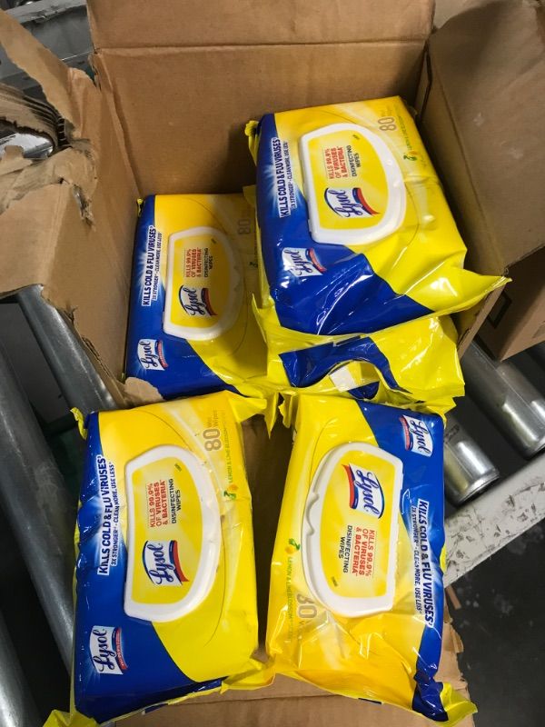 Photo 3 of **4-BOXES*LYSOL 80-Count Lemon Disinfectant Wipes All-Purpose Cleaner