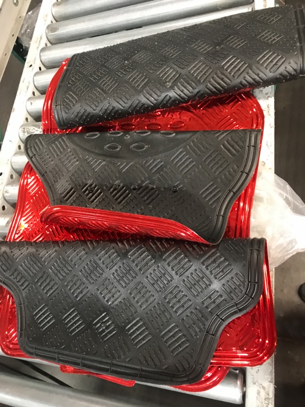 Photo 2 of BDK Red All Weather Heavy Duty Car Floor Mats Interior Liners for Auto Van Truck SUV, Heavy Duty All Weather Protection, Fits Front & Rear 4pc PVC