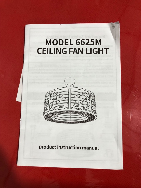 Photo 5 of ***UNTESTED***
Dannilong Ceiling Fan with Lights - Modern Caged Black, 6"L x 17.7"W x 10"H