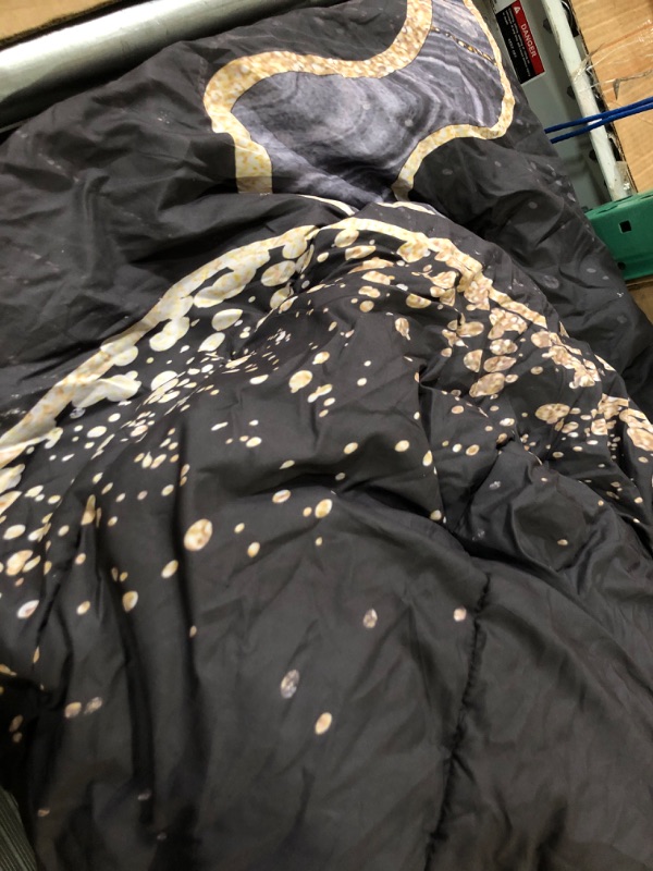 Photo 2 of *NO PILLOW CASES* Black Comforter King Black and Gold Comforter Golden Abstract Marble Texture Design Bedding Comforter Sets Black Marble Comforter Set 1 Comforter 2 Pillowcases (King, Black)