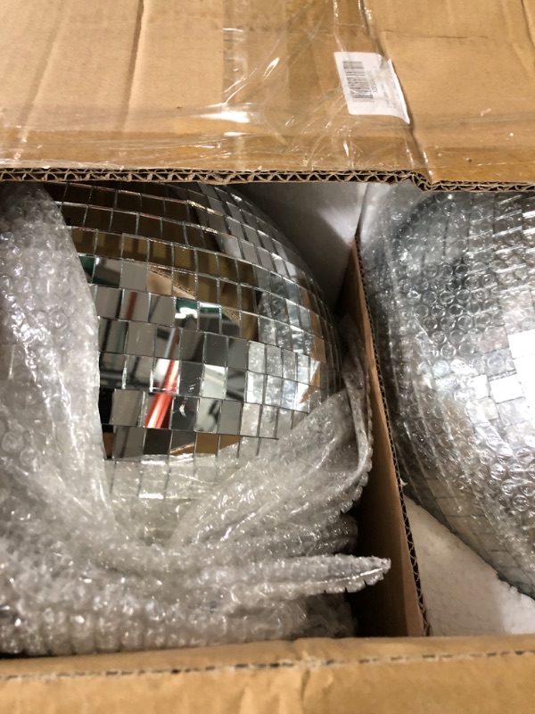 Photo 3 of 2 Pack Large Disco Ball Silver Hanging Mirror Disco Ball 