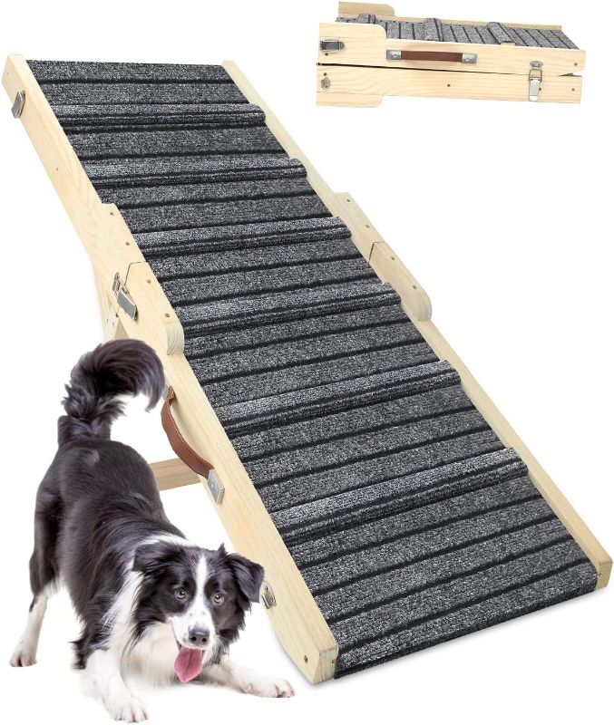 Photo 1 of **FOR PARTS OR REPAIR**
TNELTUEB Large Dog Ramp, 47.2" Long and 17.7" Wide Wooden Folding Portable Pet Ramp,