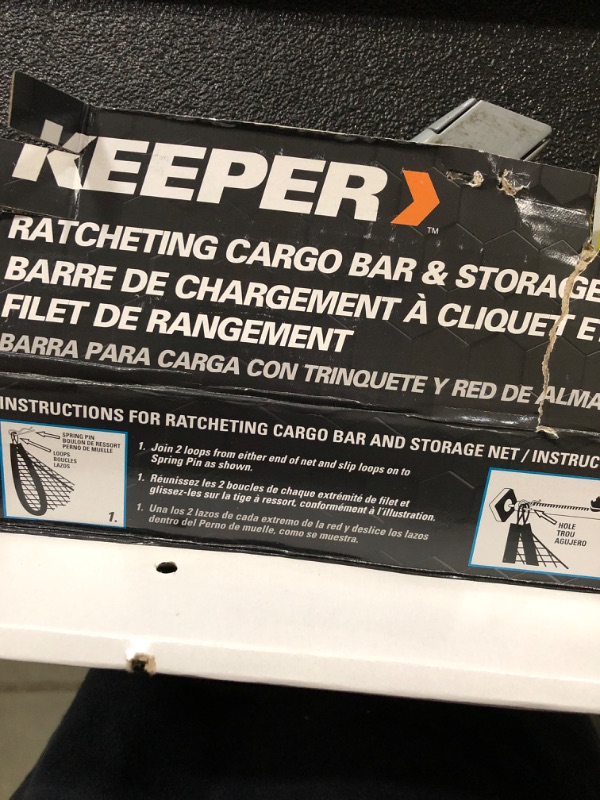 Photo 2 of Keeper - Ratcheting Cargo Bar - Black/Silver, Adjustable From 40"-70"