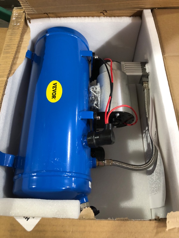 Photo 2 of VEVOR 150PSI DC 12V Air Compressor with 6 Liter Tank 1.6 Gallon for Train Horns Motorhome Tires, Inflator Air Compressor with 6L Tank Train Air Horn Kit Air Compressor 1.6 Gallon