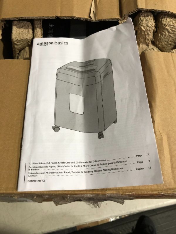 Photo 6 of ***NONFUNCTIONAL - SEE NOTES***
Amazon Basics 12 Sheet Micro-Cut Paper Shredder