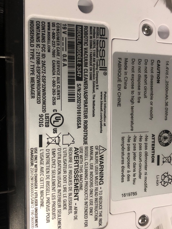Photo 4 of **SEE NOTES*
Bissell SpinWave Pet Robot, 2-in-1 Wet Mop and Dry Robot Vacuum, WiFi Connected with Structured Navigation, 3347