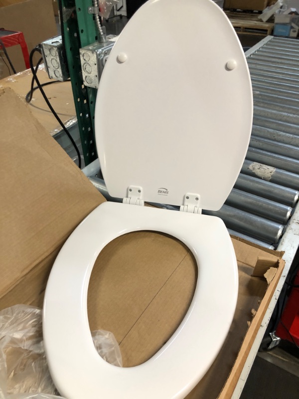 Photo 2 of (READ NOTES) Bemis 1500EC 390 Toilet Seat with Easy Clean & Change Hinges, Elongated, Durable Enameled Wood, Cotton White Cotton White 1 Pack Elongated Toilet Seat