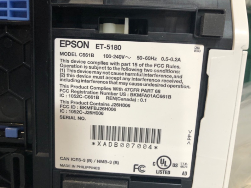 Photo 7 of ][notes!] Epson EcoTank Pro ET-5180 Wireless Color All-in-One Supertank Printer with Scanner, Copier, Fax Plus Auto Document Feeder and PCL/Postscript, White, Large ET-5180 FAX/Print/PCL/Postscript/Copy/Scan