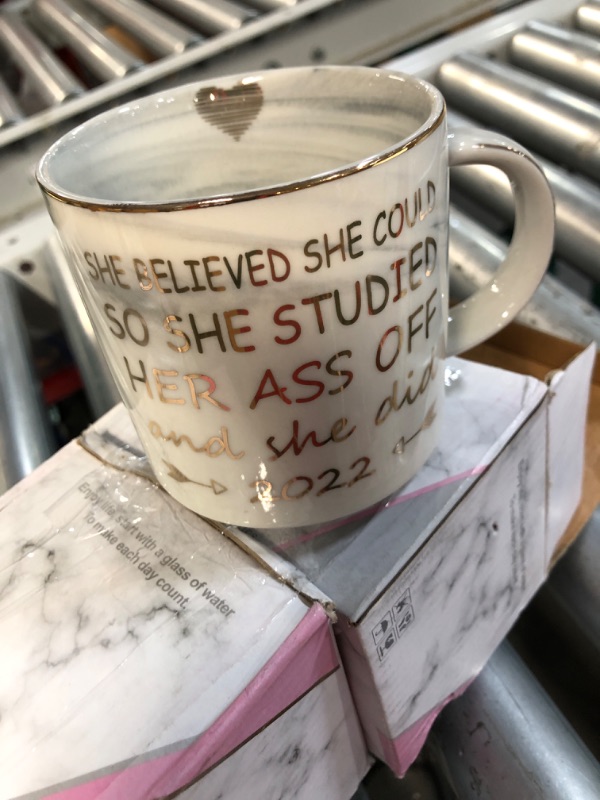 Photo 2 of  Ceramic Coffee Mug "She Believed she could So She studied & Did" (gray) 2 PACK BUNDLE