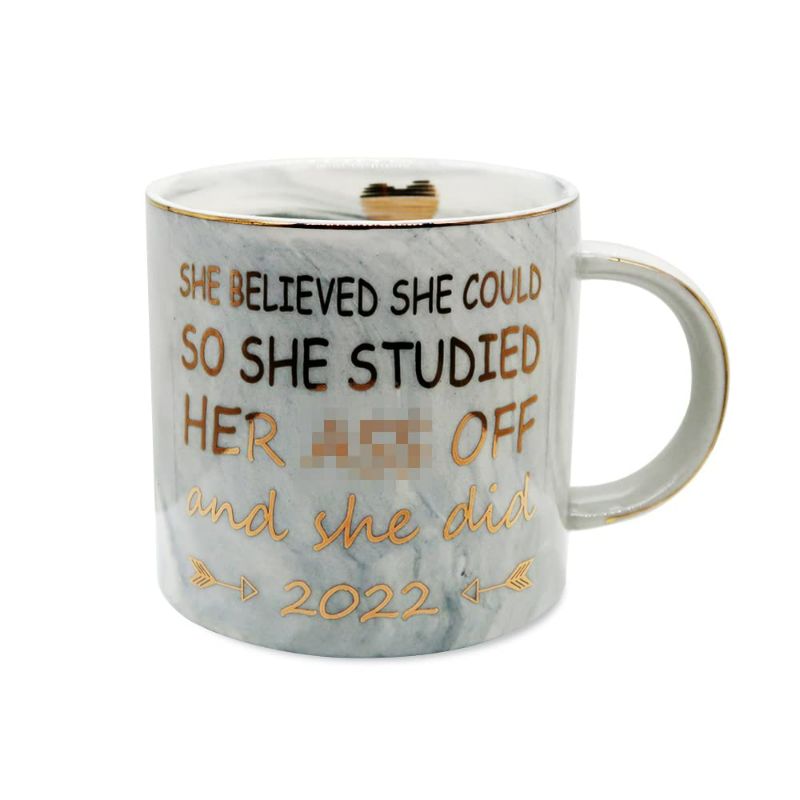 Photo 1 of  Ceramic Coffee Mug "She Believed she could So She studied & Did" (gray) 2 PACK BUNDLE