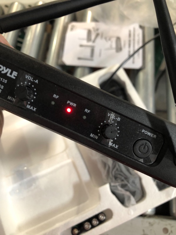 Photo 4 of Pyle Channel Microphone System-VHF Fixed Dual Frequency Wireless Set with 2 Handheld Dynamic Transmitter Mics, Receiver Base & Hosa CSS-110 1/4" TRS to 1/4" TRS Balanced Interconnect Cable, 10 Feet