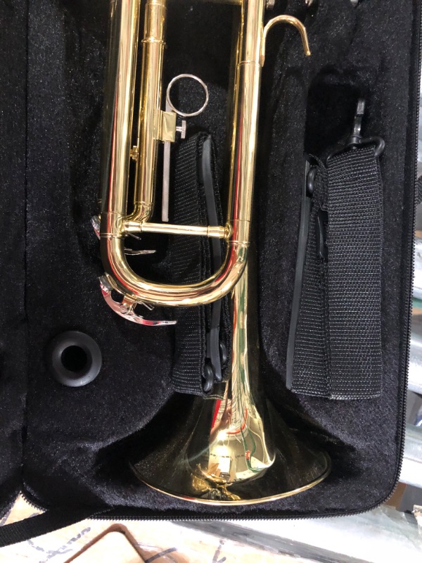 Photo 4 of ****STOCK IMAGE FOR REFERENCE*** 
Qsanpel Bb Standard Trumpet Set for Beginner Student Brass Trumpet Instruments Silver Trumpet